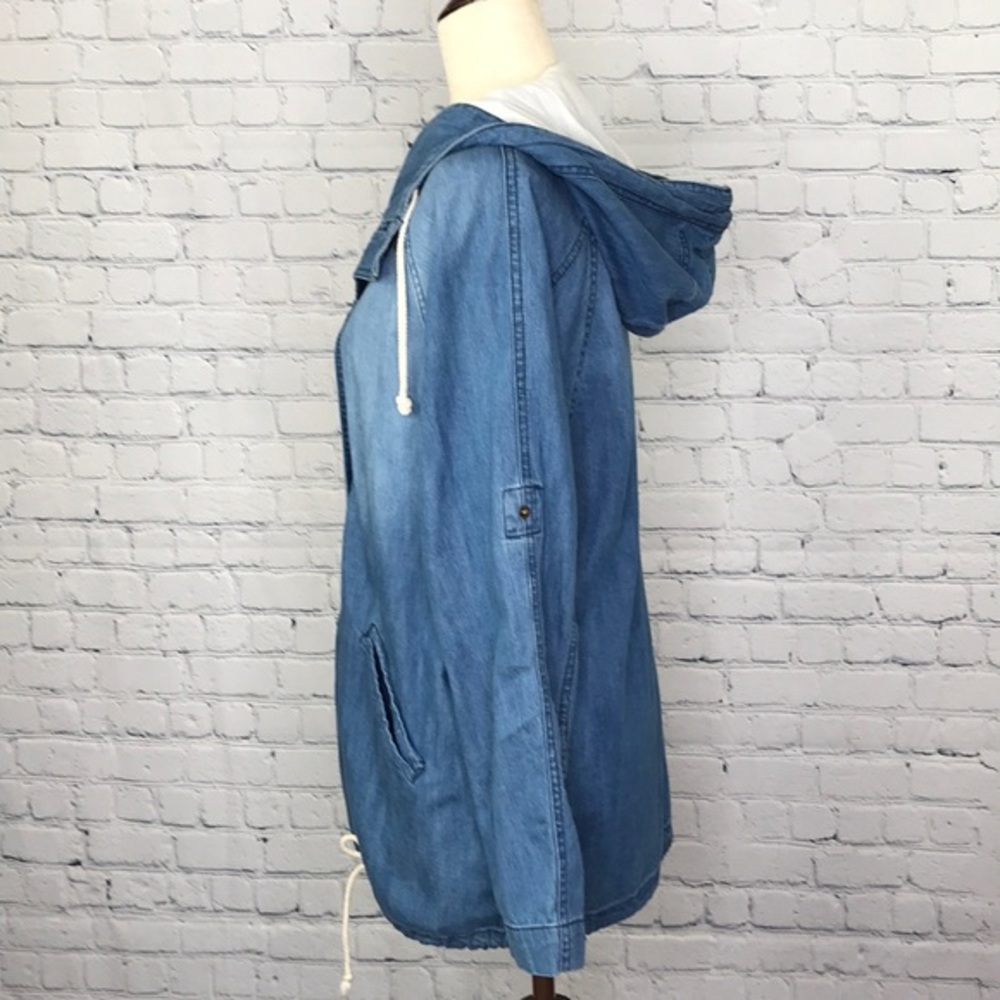 LIFE IN PROGRESS Faded Blue Denim Parka sz S - Picture 5 of 9